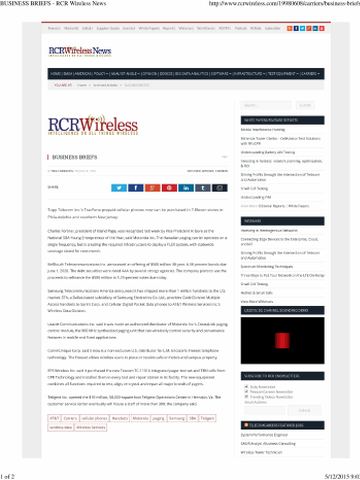 First page of RCR Wireless News, June 8, 1998